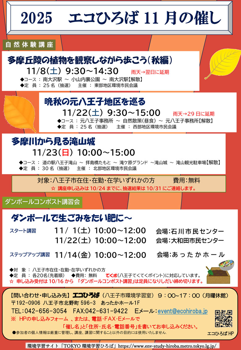 2025年11月エコひろばの催しご案内画像