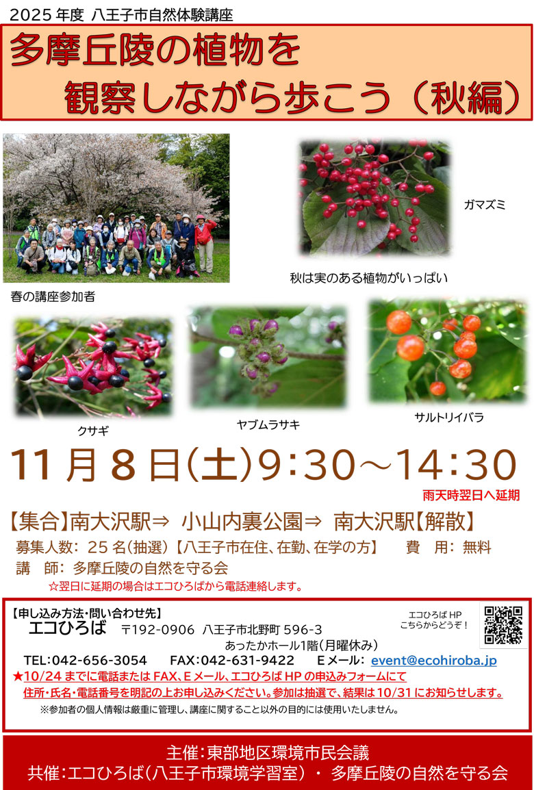 自然体験講座2025年11月8日案内